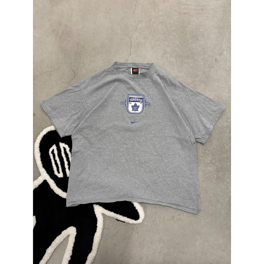 Vintage Nike Team Toronto Maple Leafs T-Shirt Mens Large Gray NHL Hockey Tee